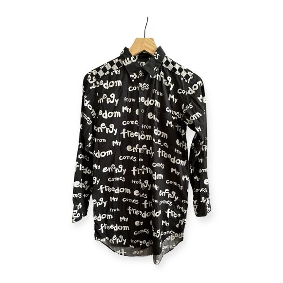 Comme des Garçons BLACK A/W2019 'My Energy Comes From Freedom' Shirt, Size XS - Picture 1 of 16